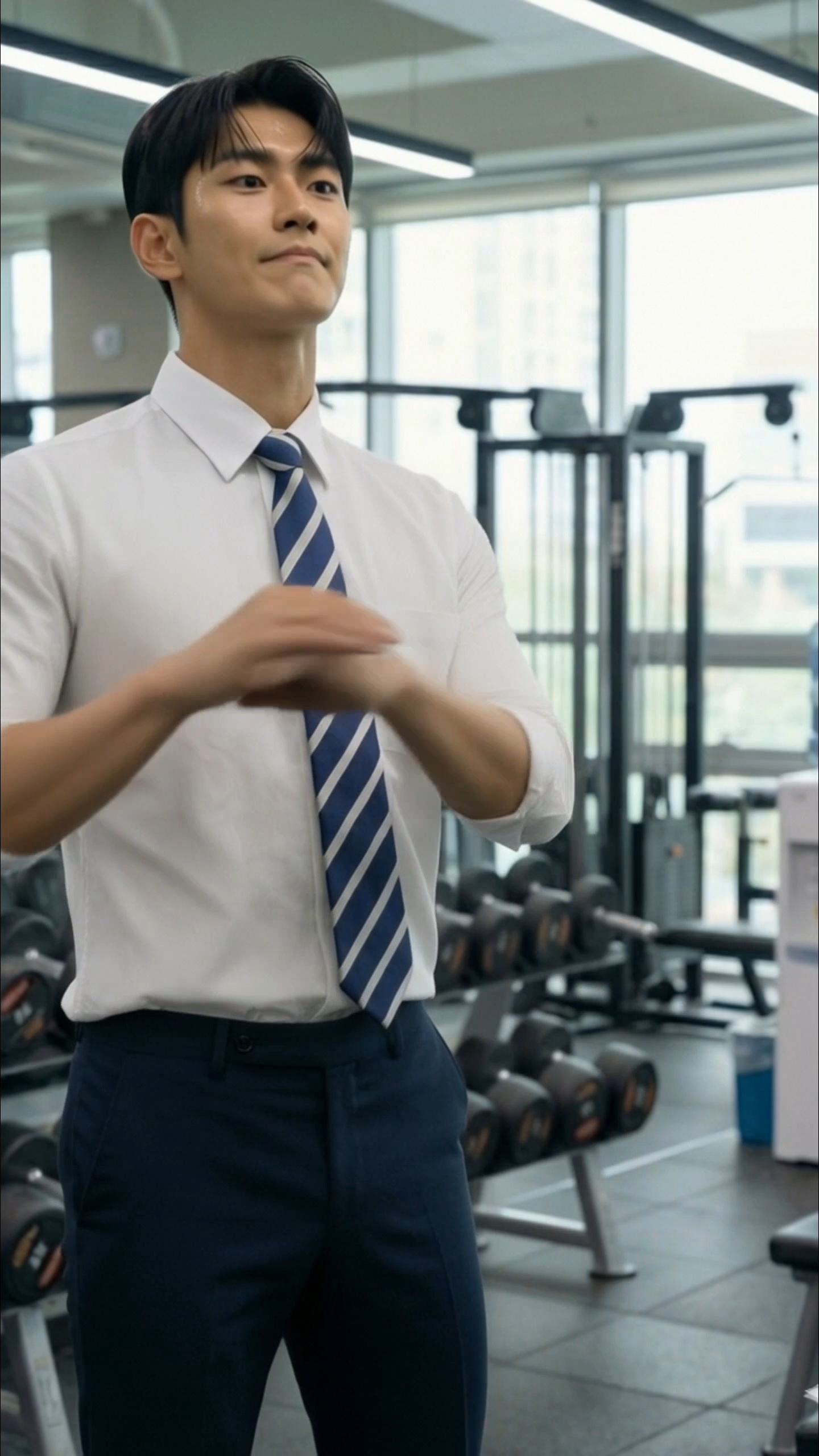 Nagi is learning this dance move in the gym