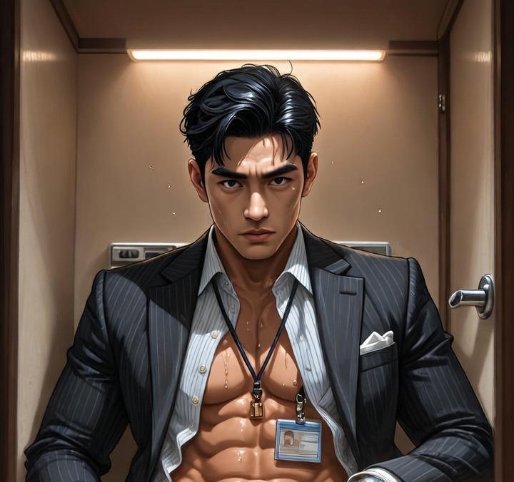 (6 Images) – DashingLads.com only – Restroom Encounter (Comic version)
