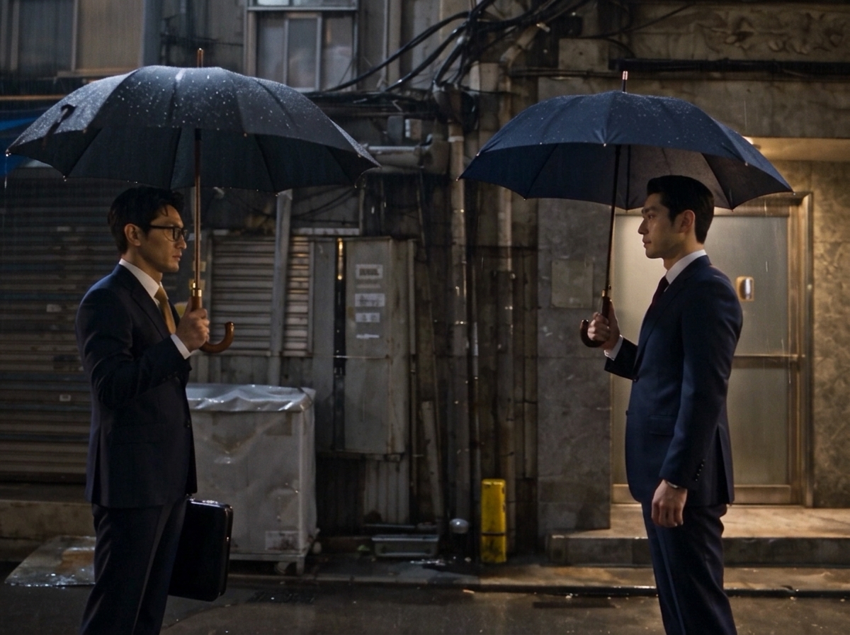 Yamaguchi and Jaewoo face each other in the Seoul rain, 2010